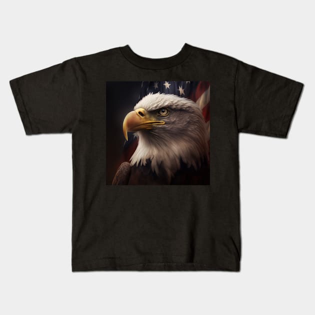 Traditional American Eagle and Flag Kids T-Shirt by Jades-Corner